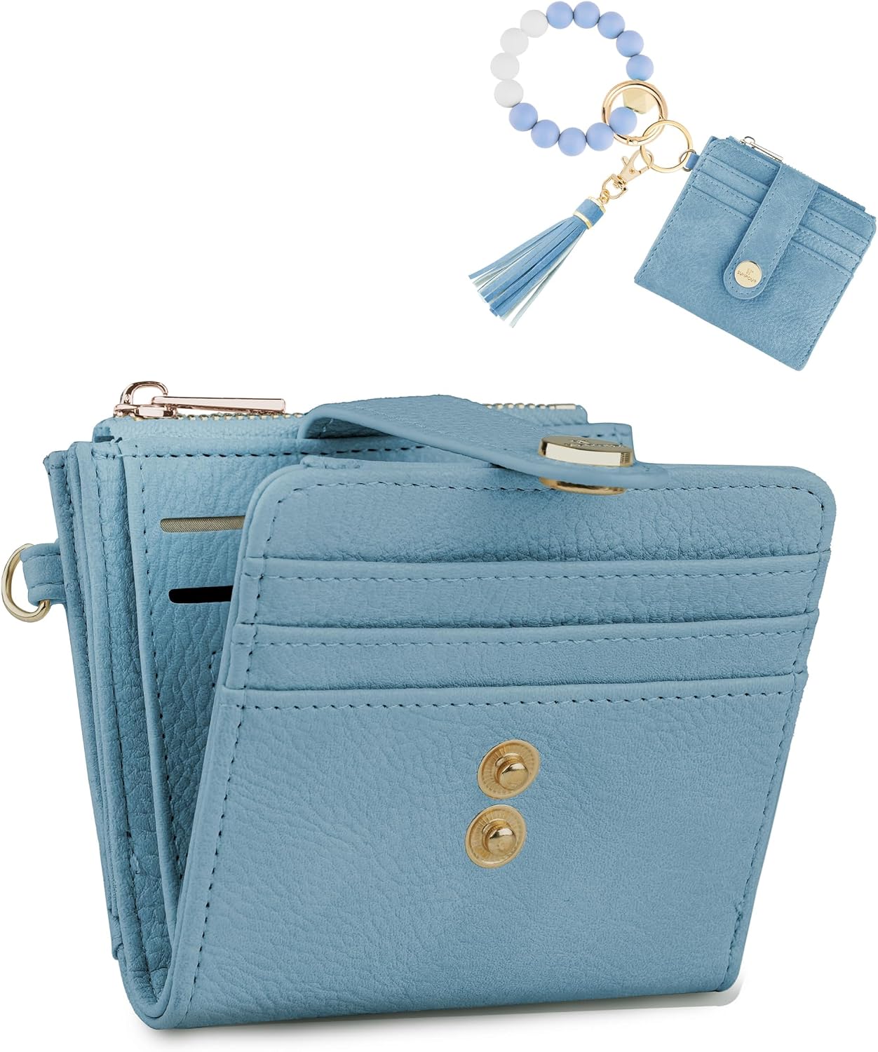 Keychain Wallet Wristlet for Women,RFID Small Cow Wallet for Women