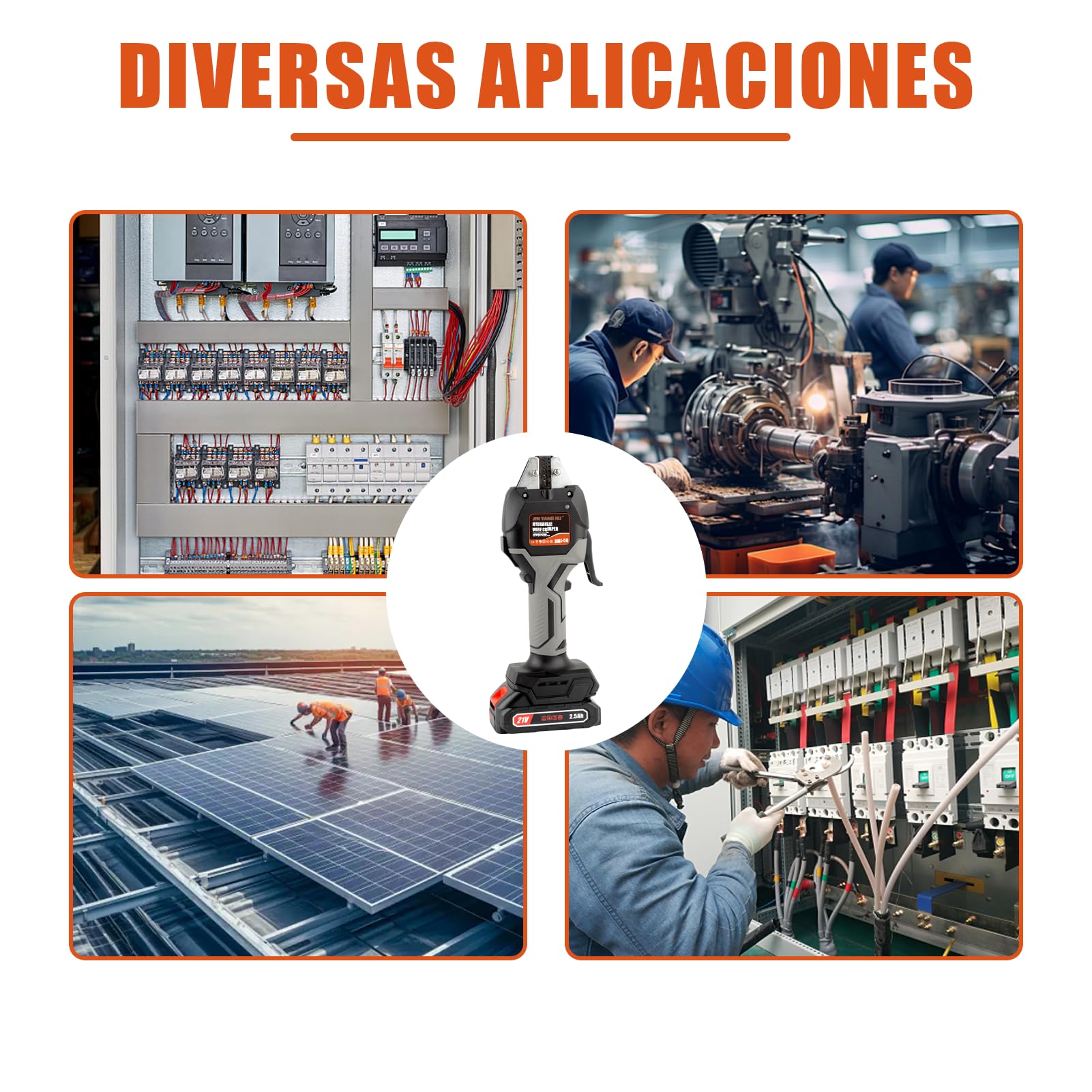 Juego de herramientas eléctricas de crimpado, alicates de crimpado a batería, herramienta recargable para terminales termorretráctiles, de nailon, tipo bandera (aislados) y conectores no aislados.