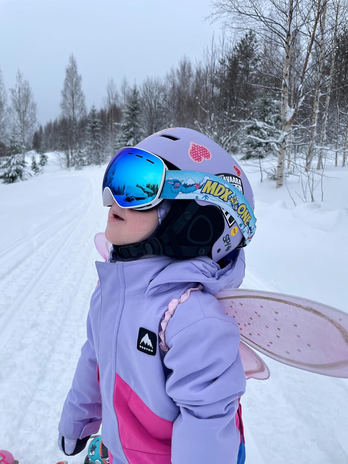 MDXONE kids ski snowboard Goggles toddlers boys girls youth Anti UV Anti Slip Anti-Fog age 3-14 -YETI graphics