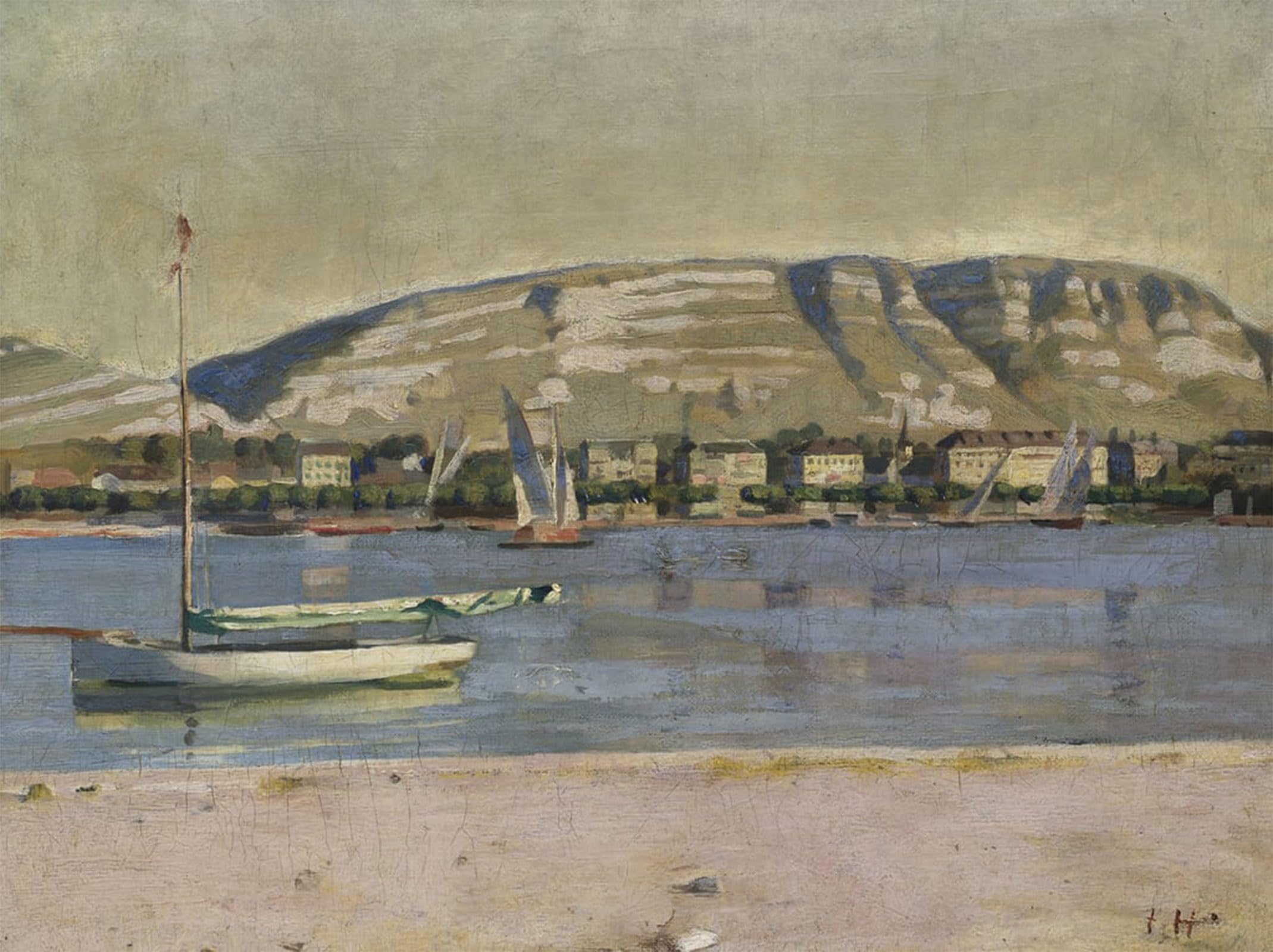 SERENDIPITP Abstract Painting Mural Print Picture Wall Decor Painting Genfer Hafen Und Saleve by Ferdinand Hodler Vintage Wall Artwork for Home Decor 60x90cm