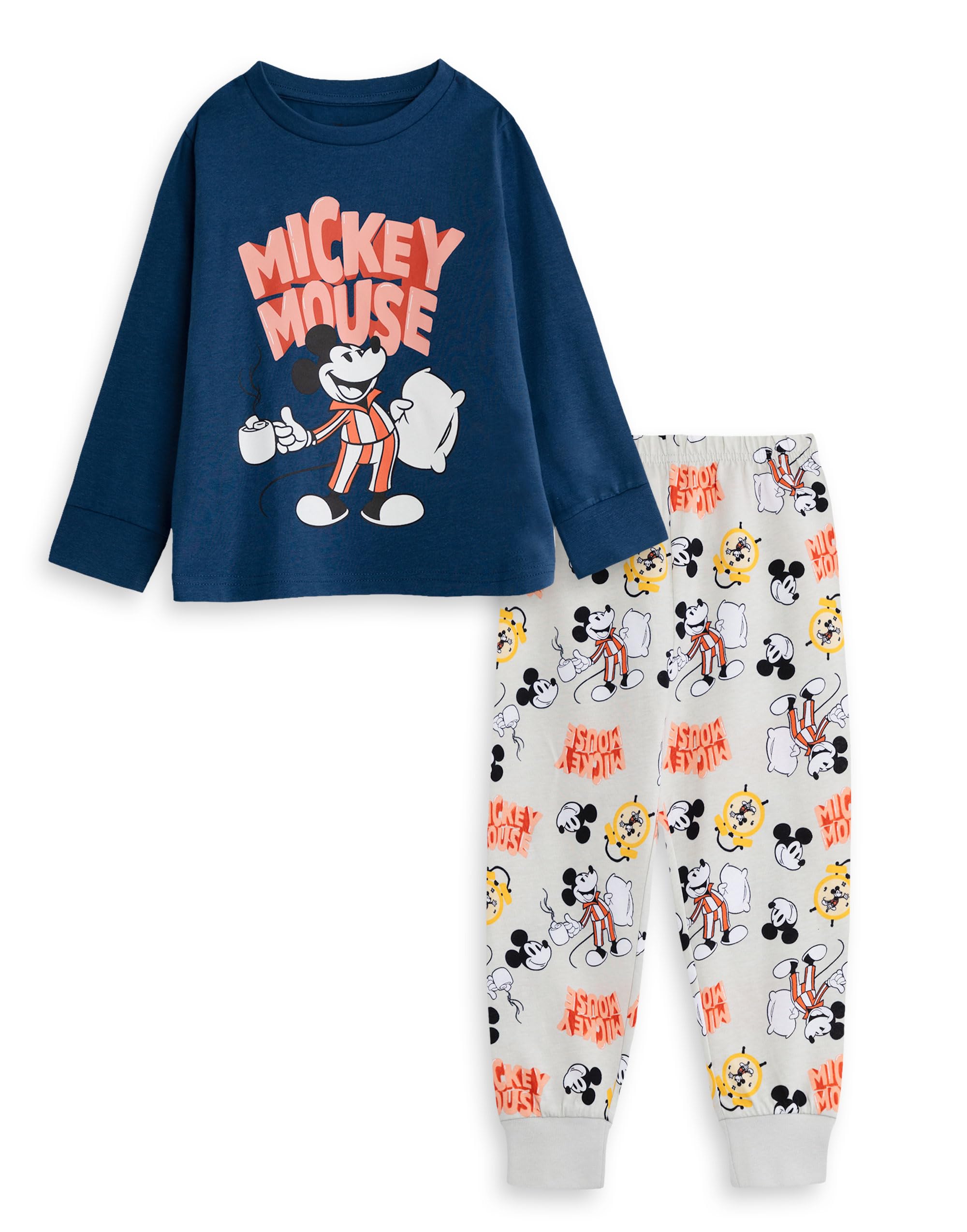 Disney Boys Pyjama Set Size 7-8 Years Blue Long Sleeve Cotton