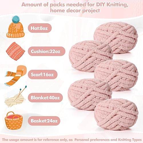 Miniatura 4 de Demissle Paquete de 18 hilos de felpilla grueso, 29.5 yardas cada madeja, hilo de punto grueso suave y grueso, para tejer a mano, ganchillo,