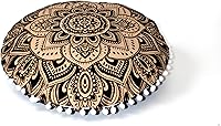 Vista 15 de CRAFT KALA Funda de almohada bohemia redonda grande de 32 pulgadas, funda de puf bohemia con mandala, funda de almohada de meditación, funda