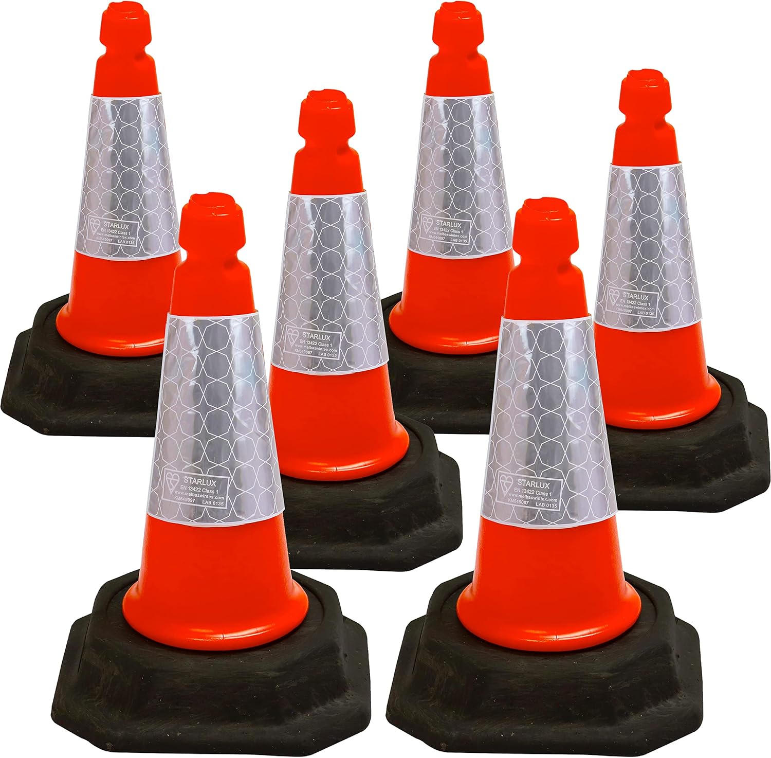 Pack of 6 Premium Quality Road Traffic Cones 460mm Strong and