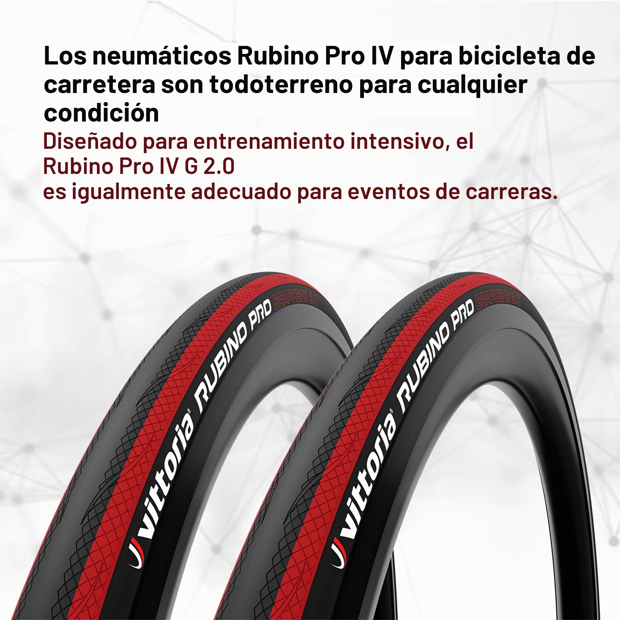 Vittoria Rubino Pro IV Graphene 2.0 - Neumático de Bicicleta de Carretera de Alto Rendimiento - Neumático de Bicicleta Plegable