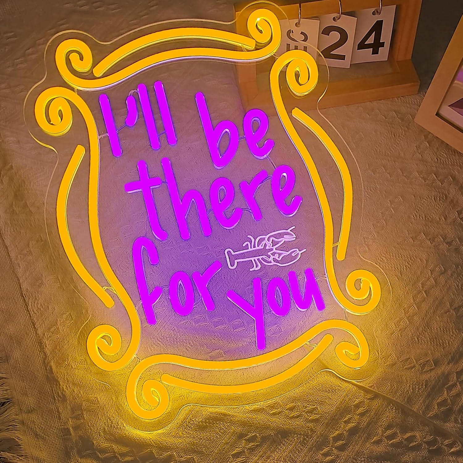 Friends TV Show Neon Sign I'll Be There for You Neon Sign for Wall Decor, Monica's Door Decor LED Light Dimmable LED Decoration for Bedroom Birthday Party Friends Gift