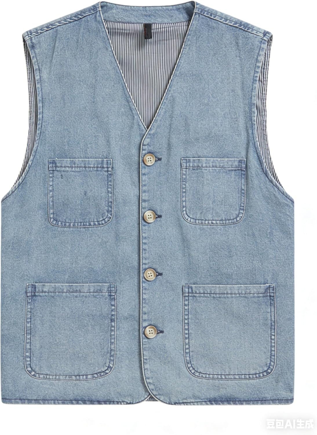 HangNiFang Men's Casual Denim Cotton Utility Vest Button Up Outdoor Pocketed Waistcoat