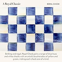 Vista 3 de MACKENZIE-CHILDS Hervidor de té esmaltado, elegante hervidor de té para estufa, cuadros reales azul y blanco, 2 cuartos