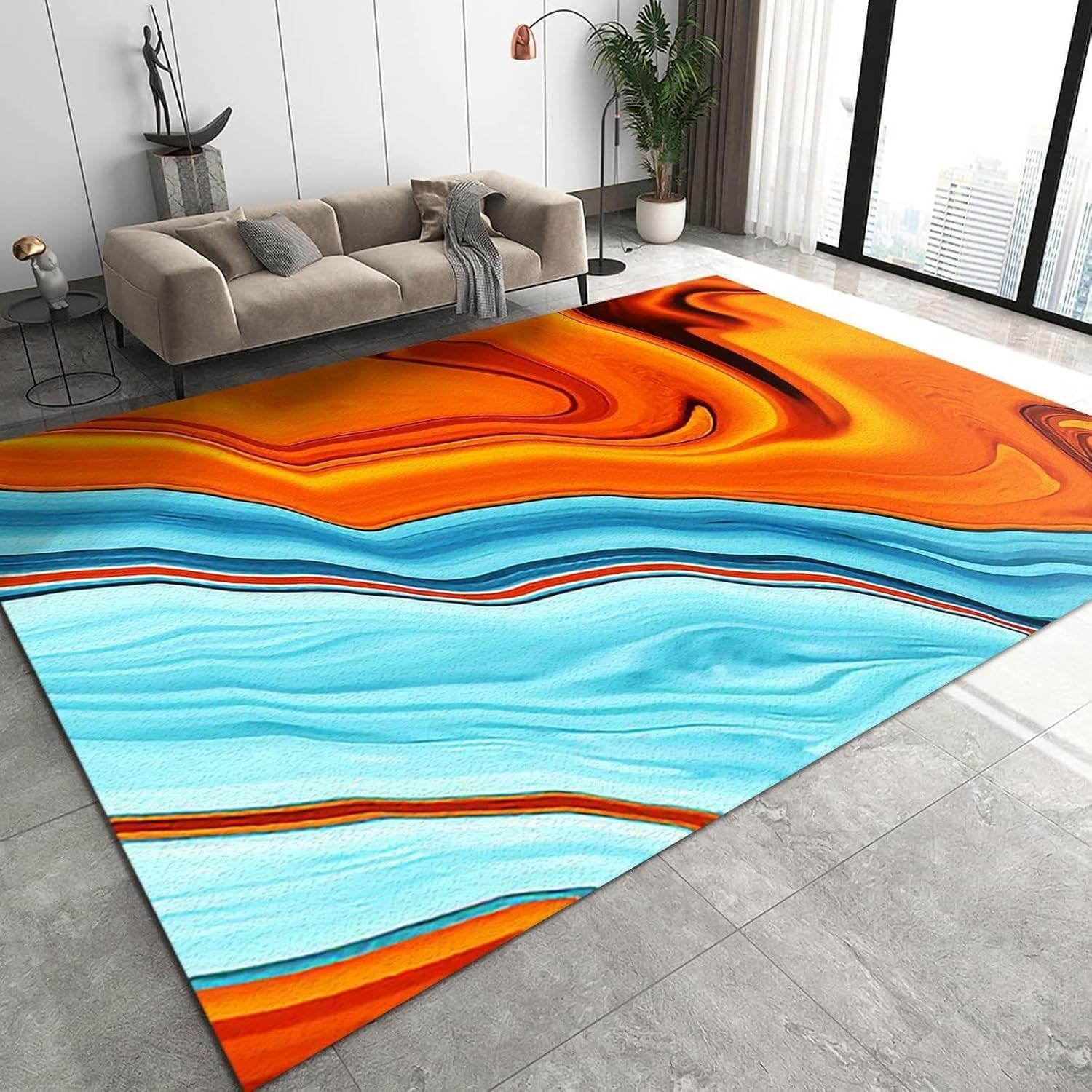 Tapis de jeu pour enfants style abstrait 3D grand tapis antidérapant de salon 200x300 cm