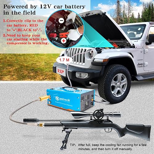 Miniatura 2 de Spritech Compresor de aire PCP, apagado automático de 4500 Psi30 Mpa sin aceiteagua, pistola de aire de presión y bomba de tanque de paintball con