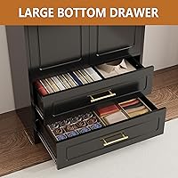 Vista 4 de Armario Ropero de Metal con Dos Cajones, Armario Ropero Grande de 71 pulgadas de Alto con Barra para Colgar, Gabinete de Almacenamiento de Ropa