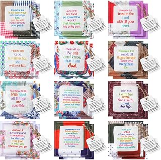 Prayer Quilt with Cross Inside Christmas Stuffers Gifts Mini Pocket Prayer Cloth Quilt Square Christian for Cancer Patients Women Encouragement Scripture Religious Holiday(24 Pack,Vibrant)