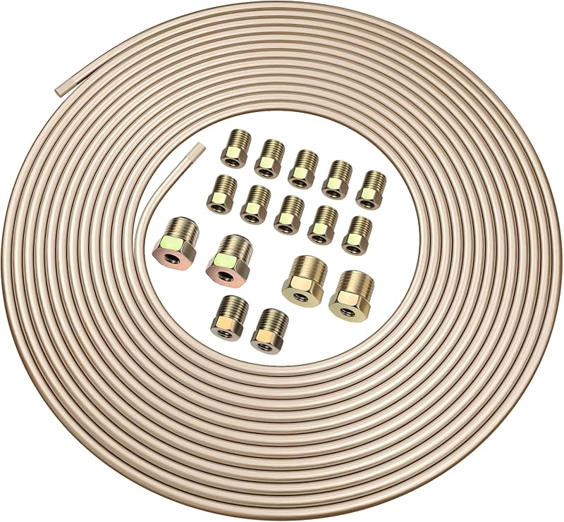 Tubo de Freio 3/16" TUBPRO em Cobre-Níquel com 7,62 m e 16 Porcas