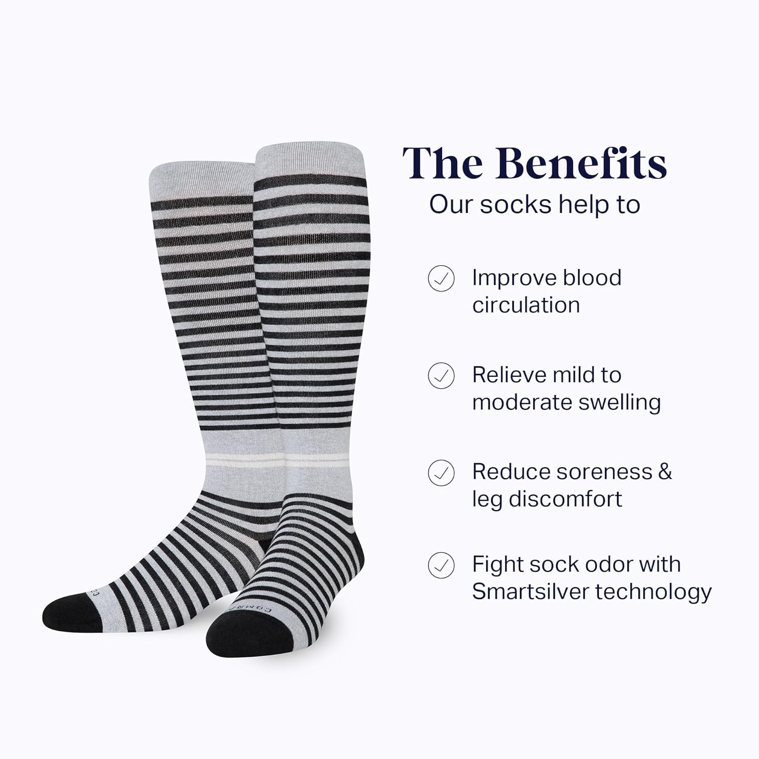CloudCotton Compression Socks - Black/Grey - Image 6