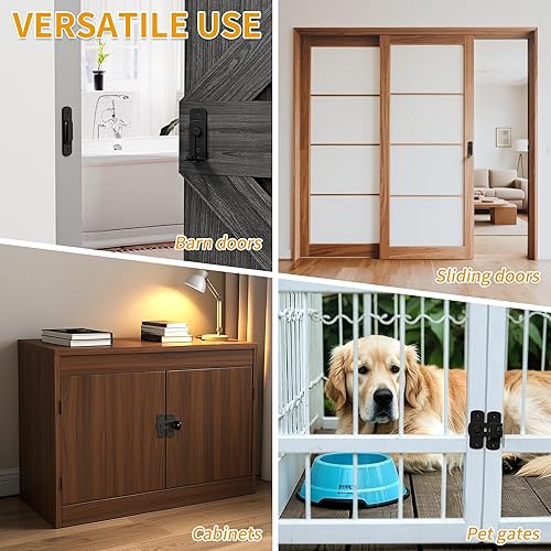 Miniatura 7 de Paquete de 2 cerraduras de puerta de granero con tapa de 90 grados, protege la privacidad, pestillo de puerta de seguridad, pestillo de bloqueo de