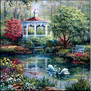 Ceramic Tile Mural - Swan Lake - by Laurie Snow Hein