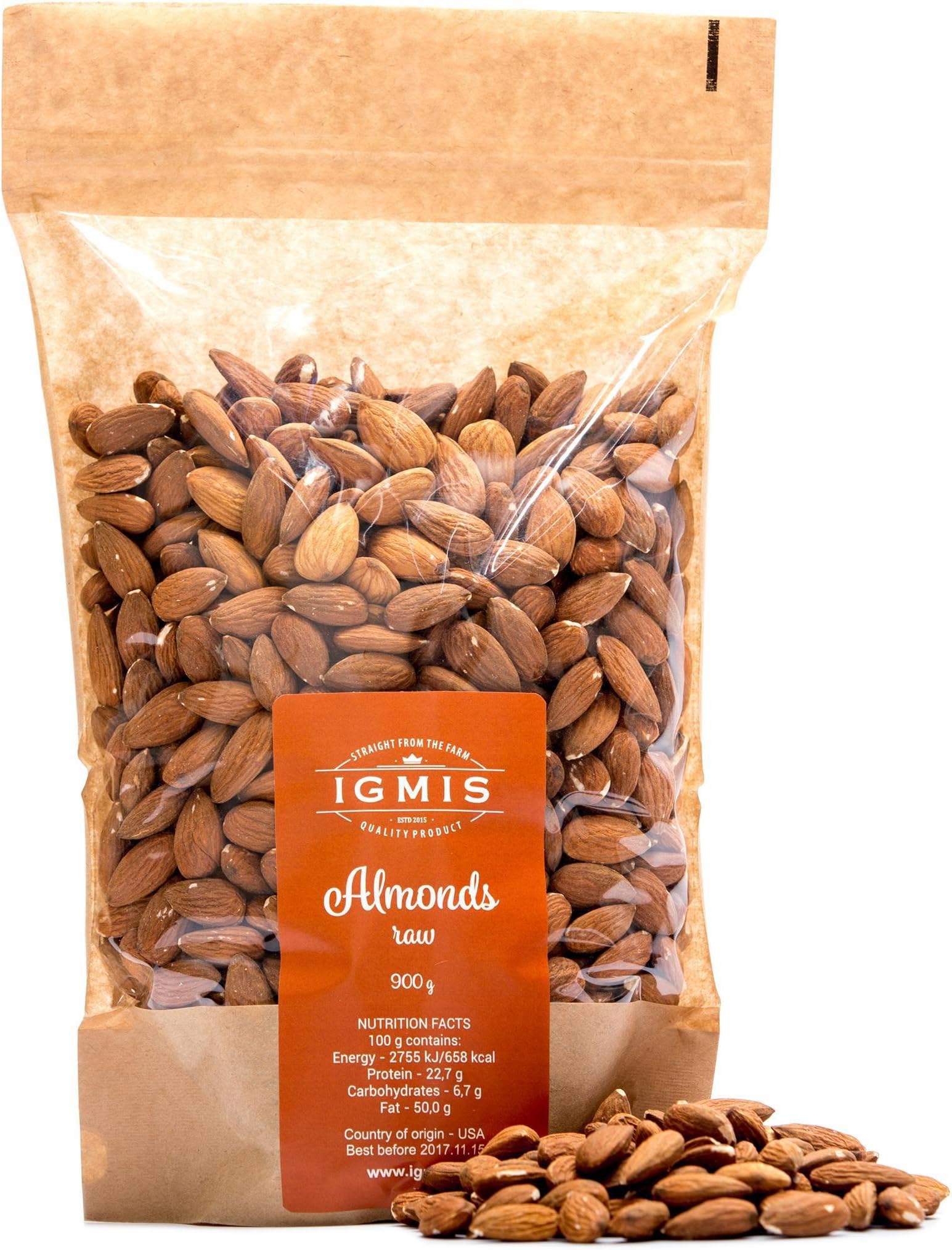 Igmis Californian Almonds Whole Raw - 900g - directly from the farm