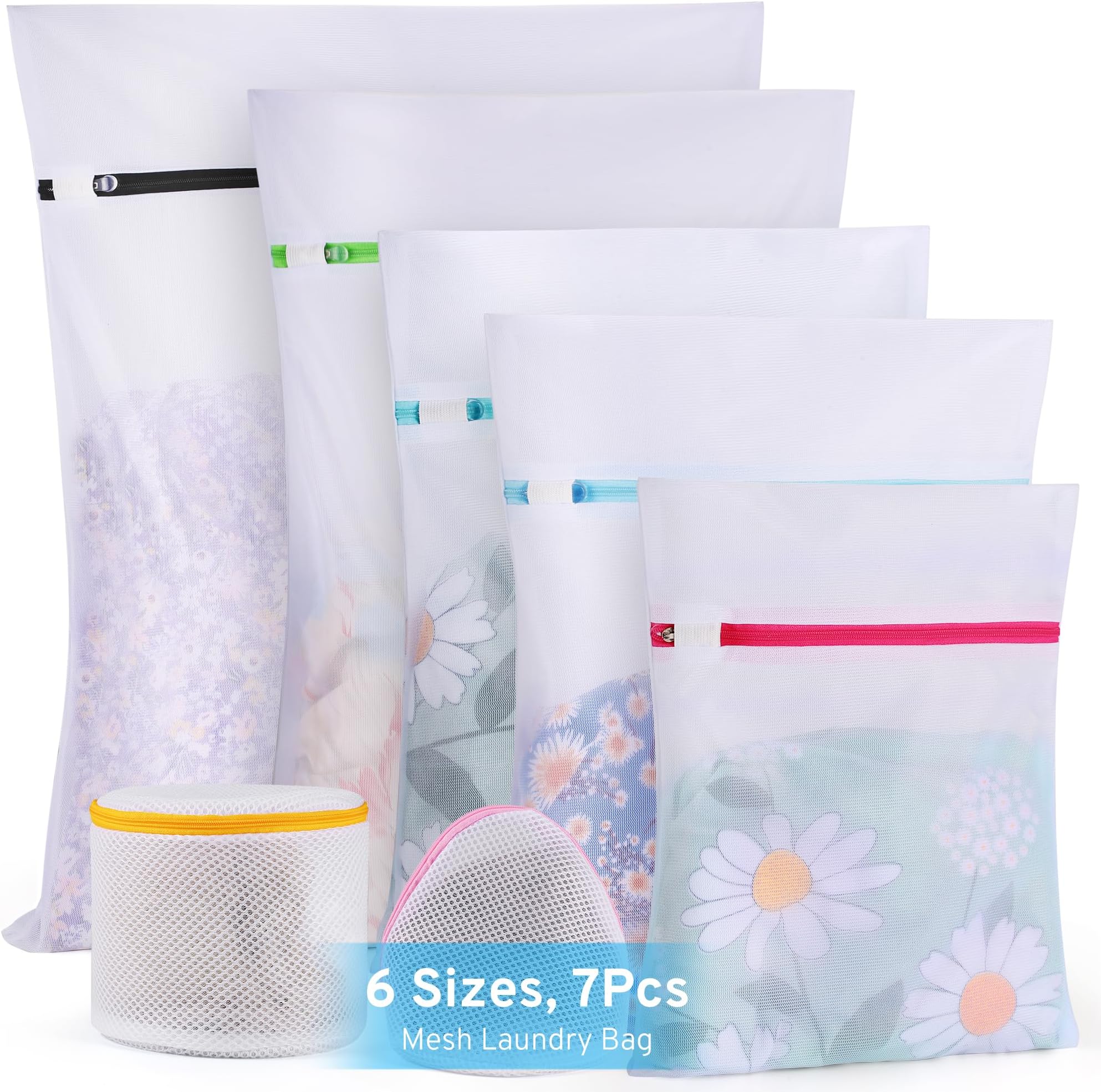 Ultimate 7 Pack 6 Size Mesh Laundry Bags Set for Delicates with AUTO-Lock Zipper, Lingerie Bags for Washing Delicates, Laundry Bags Mesh Wash Bags, Delicates Laundry Bag for Jeans,Blouse,Stocking,Bra