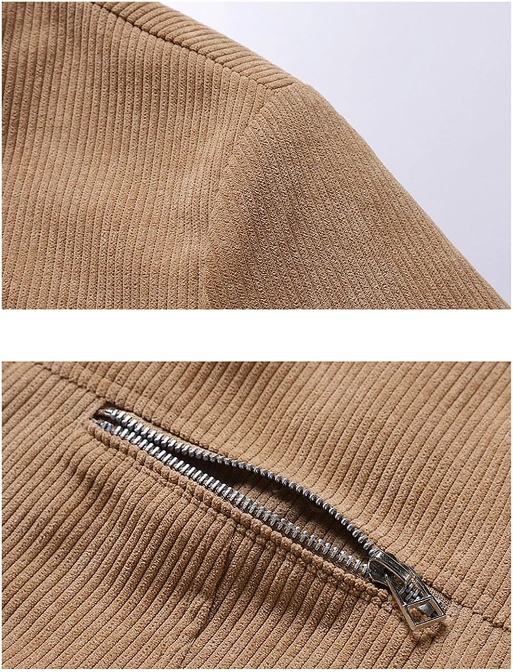 Vsadsau Men Solid Jackets Fleece Thick Warm Corduroy Outerwear Single Breasted Lapel Parka Coats