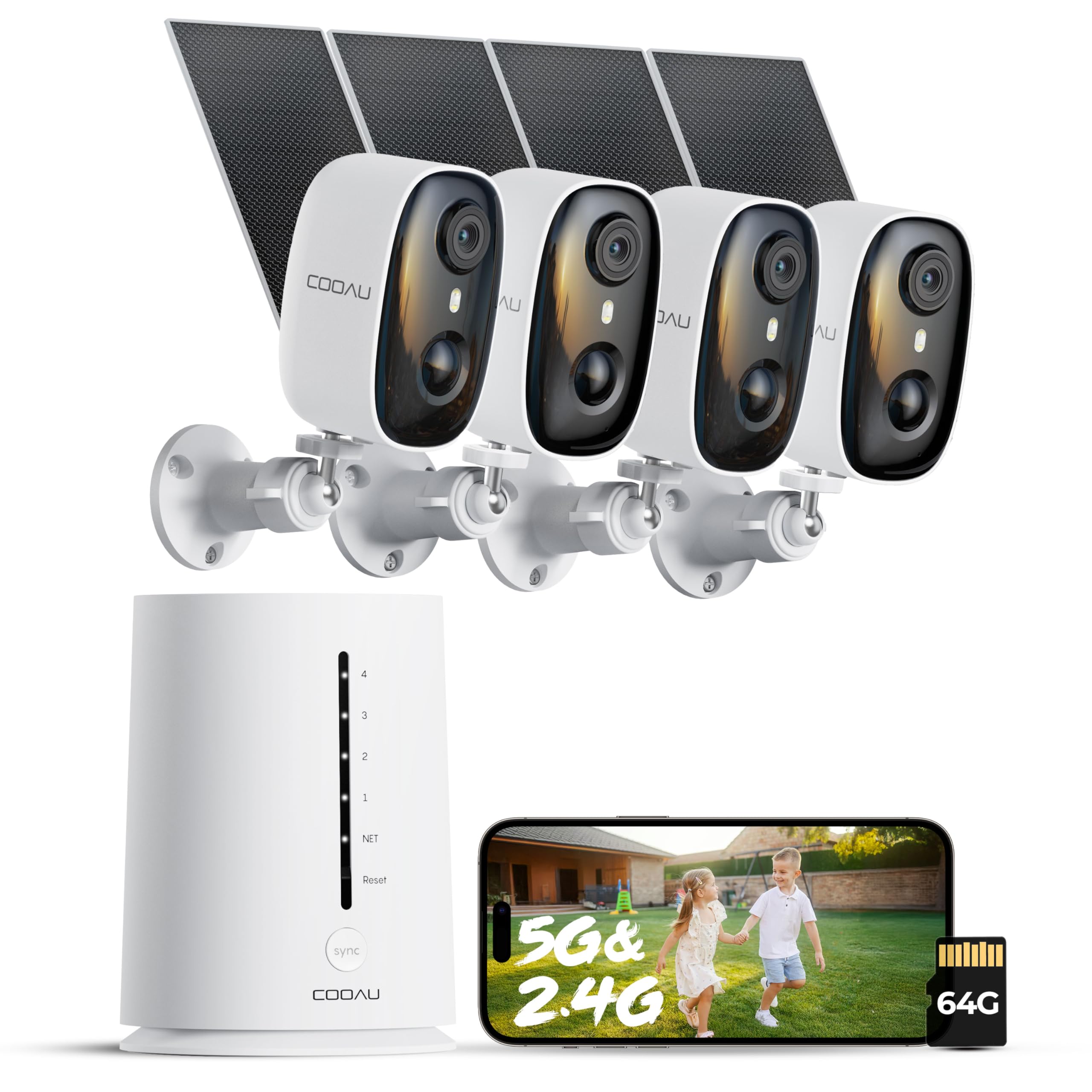 COOAU 4MP Security Cameras Wireless Outdoor