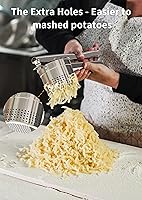 Vista 4 de Spaetzle - Ricer de patatas de acero inoxidable resistente para puré de patatas, herramienta de cocina con mango ergonómico, máquina Spaetzle