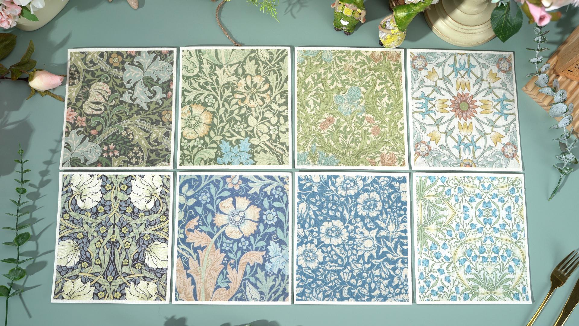 Amazon.com: 8 Packs Vintage Floral Swedish Dishcloths Blue Green