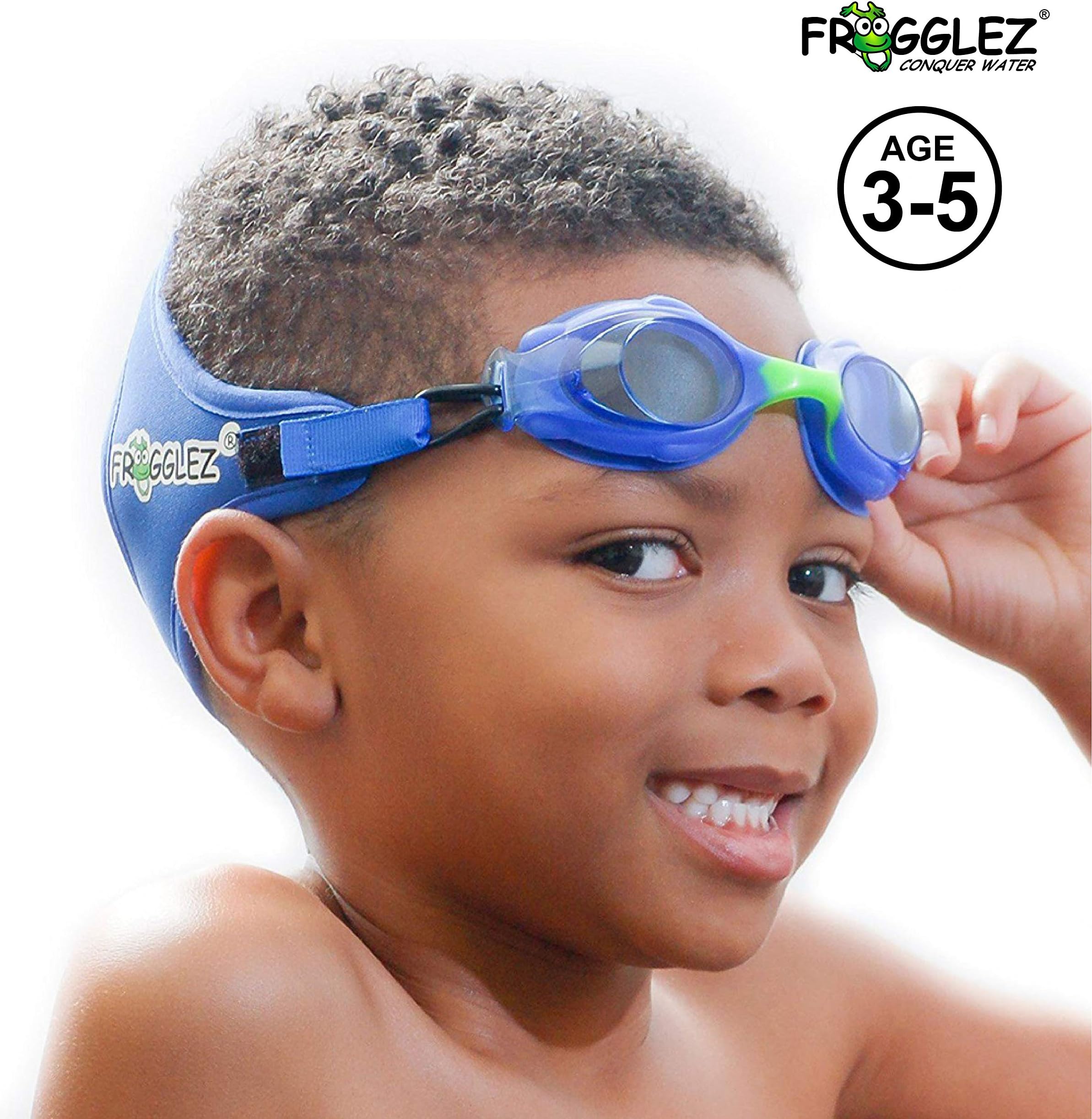 Frogglez Kids Swim Goggles with Pain-Free Strap | Ideal for Ages 3 – 5 in Swimming Lessons | Leakproof, No Hair Pulling, UV Protection | Swimming Goggles for Kids Recommended by Olympic Swimmers