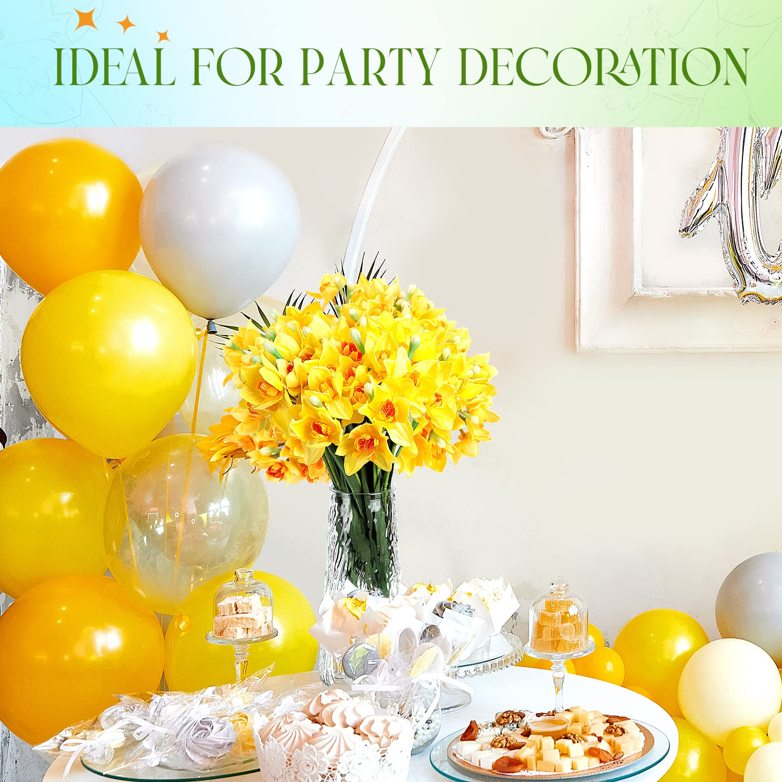 Giegxin 30 Stück Künstliche Narzissen Blumen 41,7 cm Narzissen Frühling Blume Kunstblumen für Home Decor Indoor Dekorative Blumen Künstliche Blumen für Haus Garten Hochzeit Party (Gelb)