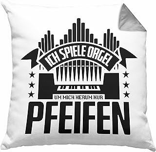 Trendation Orgel Kissen mit Füllung 40x40 Geschenkidee für Orgelspieler Geschenk Lustiger Spruch Nur Pfeifen (Grau)