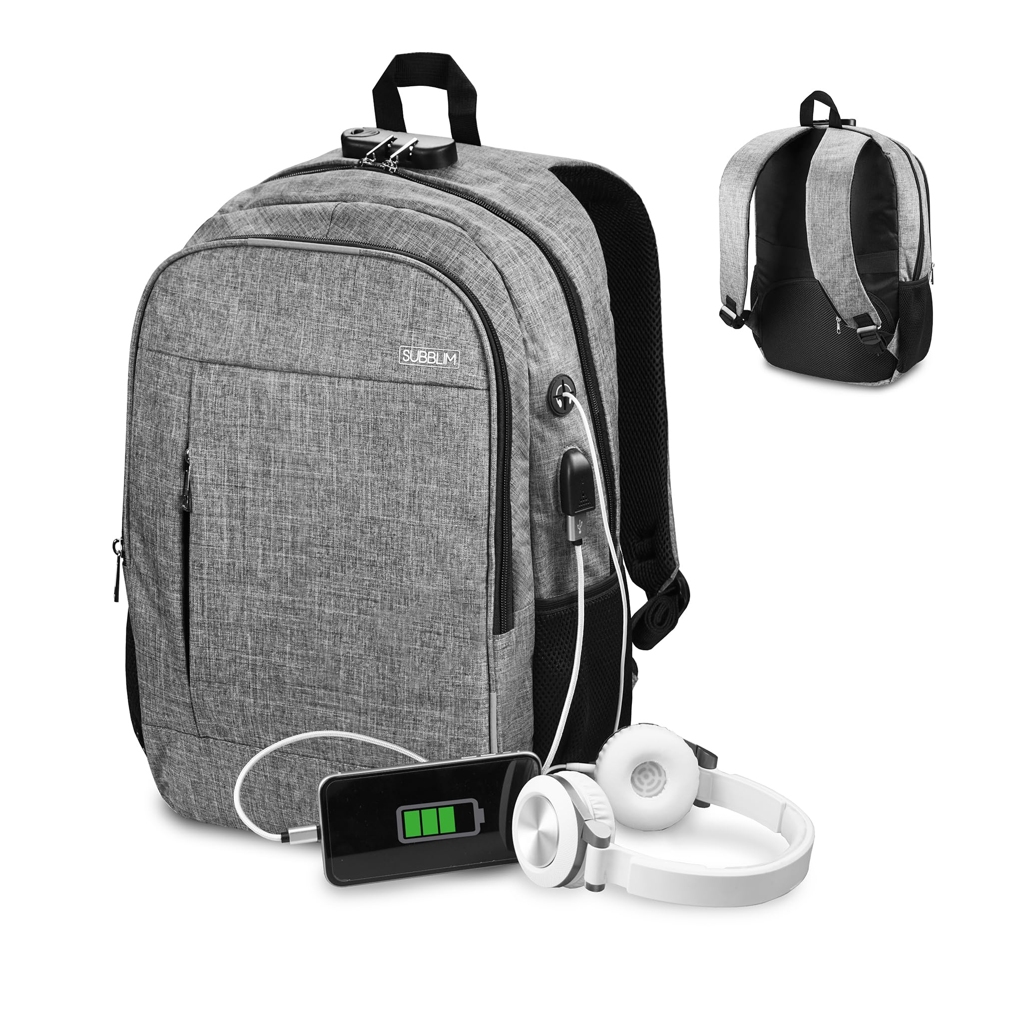 SUBBLIM Unisex SUB-BP-1UL0001 plecak na laptopa, Gris, duży