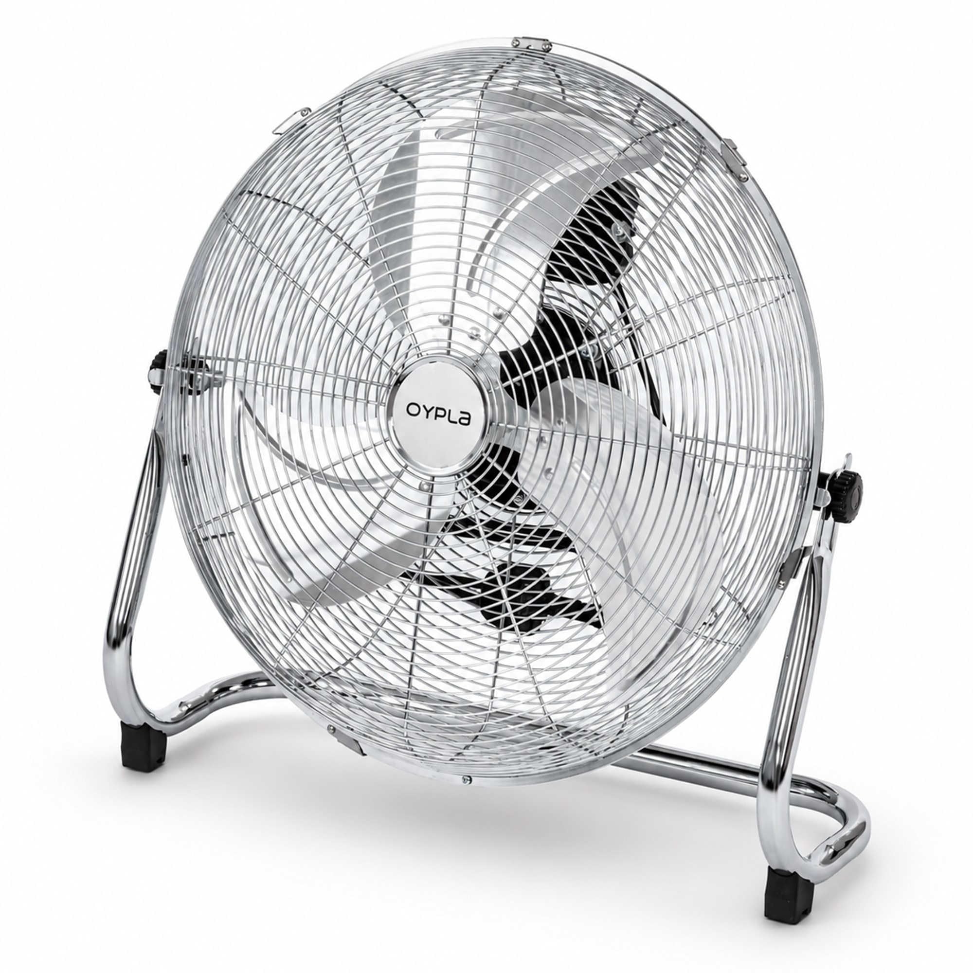 Oypla 3 Speed Floor Standing Gym Fan Hydroponic (Chrome, 18 Inch)