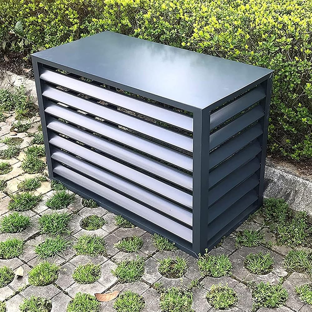 Cubre Aire Acondicionado Exterior, Funda Para Aire Acondicionado De Aluminio, Cubierta Rejilla Para Aire Acondicionado, Valla para Dispositivos Exteriores Pantalla Decorativa(Gray,100x50x70cm)