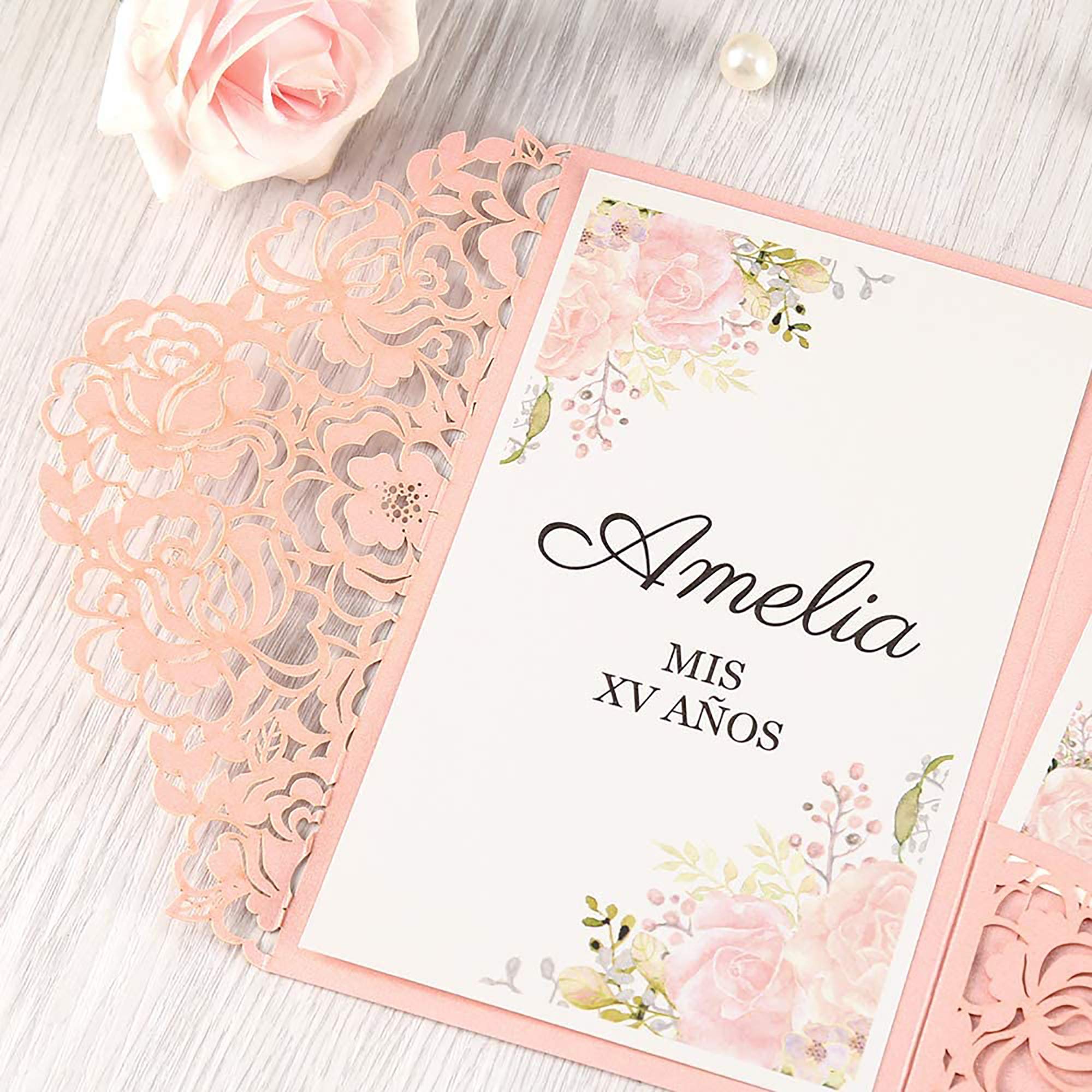 Buy DORISHOME 4.7x7 Inch 50PCS Blank Pink Quinceanera Invitations Kit