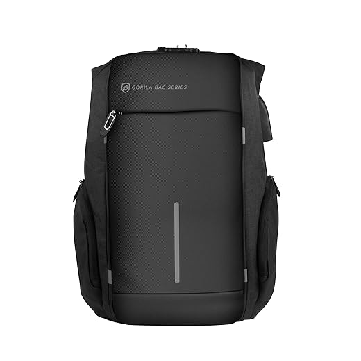 Mochila Casual Unissex Locker 22 Litros com Cadeado padrão TSA Antifurto, Saídas Aux para Cabo USB e Fone P2 Laterais, Bolso Oculto Traseiro, Impermeável, Preta, Gshield