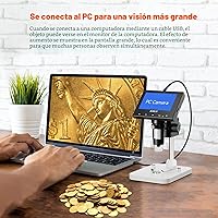 Vista 4 de Elikliv Microscopio, microscopio digital LCD para monedas 1000x, lupa de monedas con 8 luces LED ajustables, vista de PC compatible