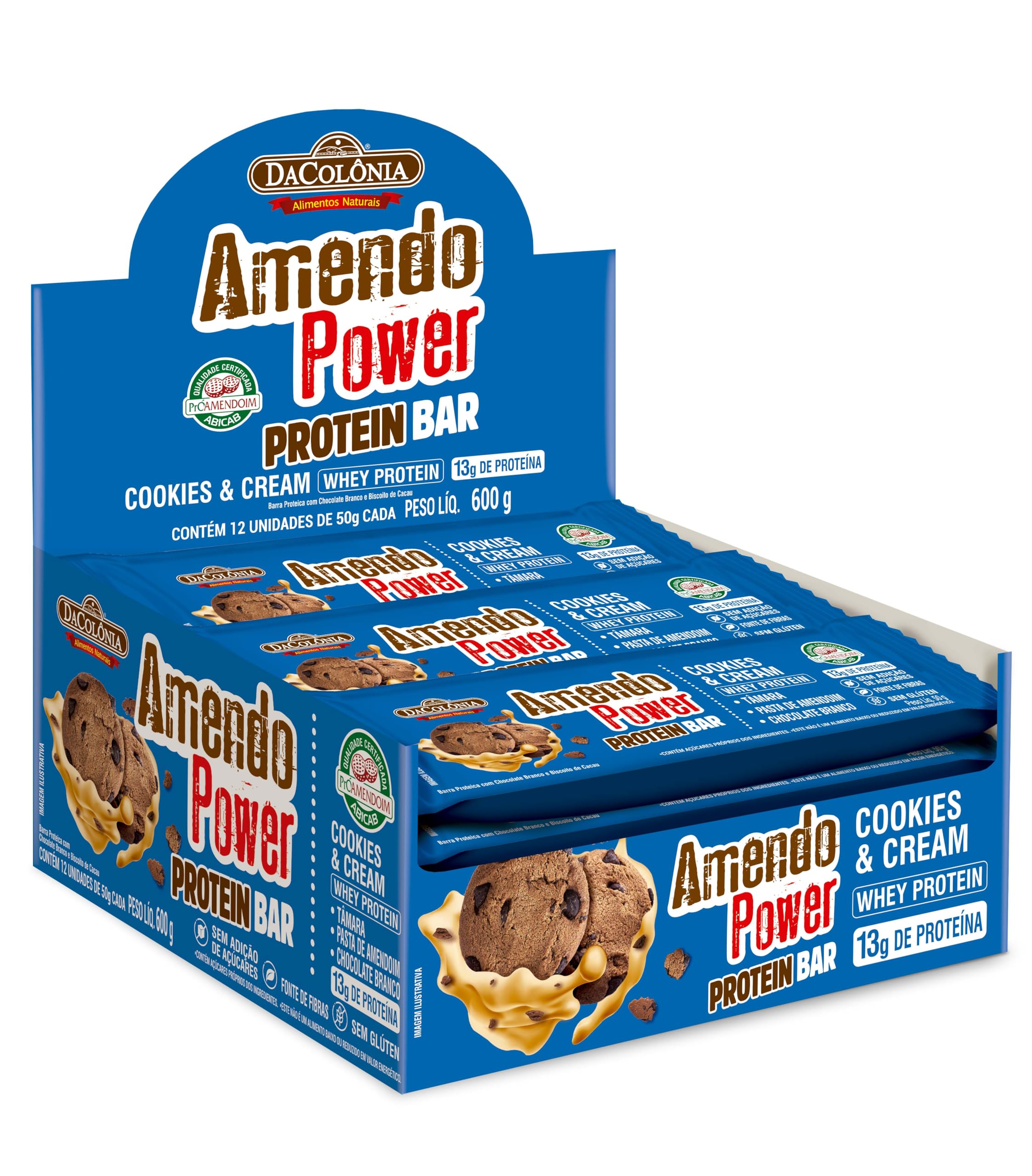 BARRA AMENDOPOWER PROTEIN C/COOKIES & CREAM DISPLAY 12X50G