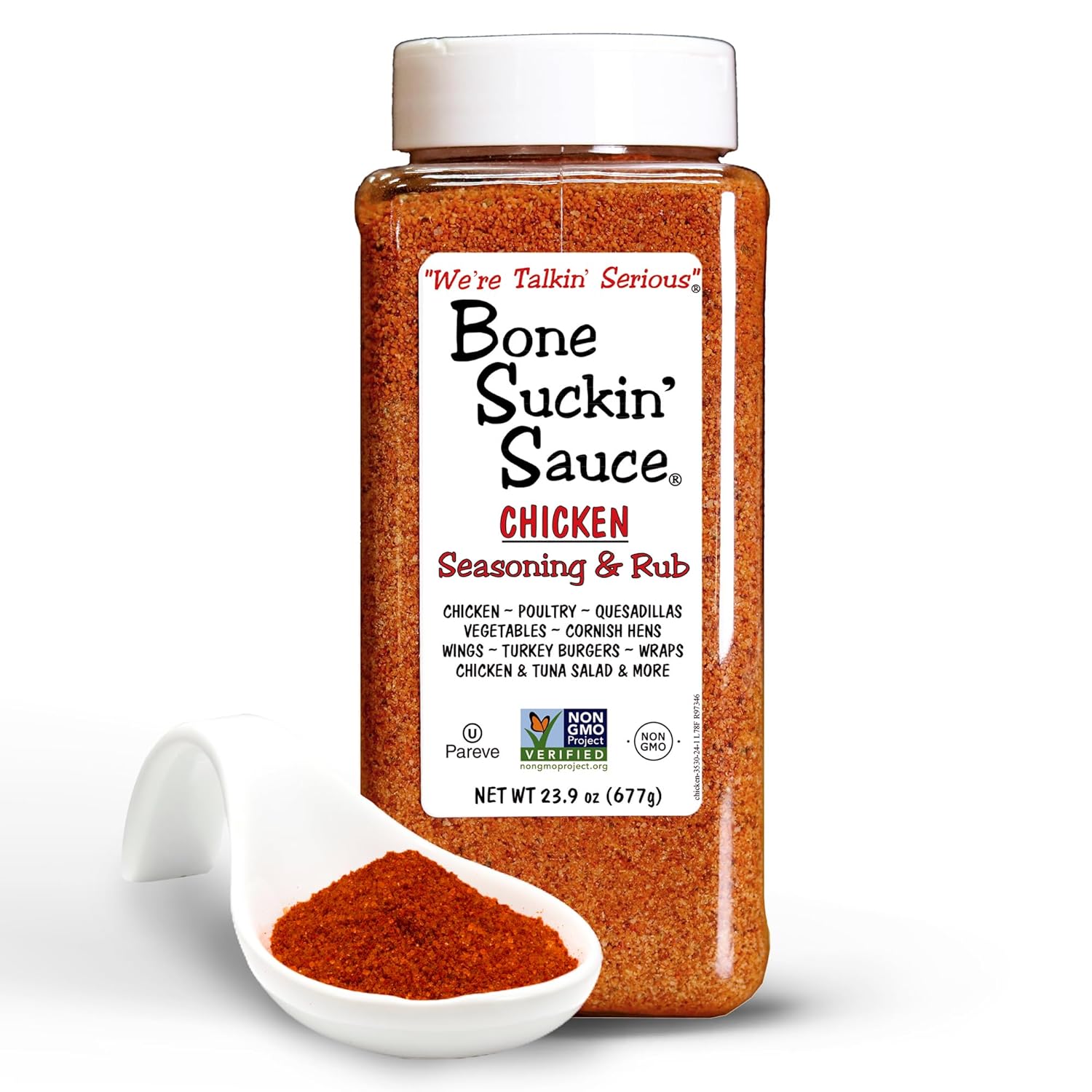 Bone Suckin' Chicken Seasoning & Rub - 23.9oz - with Garlic & Sage - Non-GMO, Gluten-Free, Fat-Free, Kosher, Pareve, No MSG!
