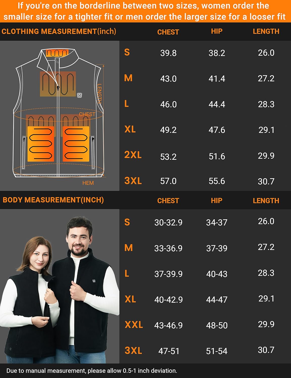 Heated Vest for Men Women, 3 Heating Levels 6 Heating Zones, Heated Jackets for Men Women (Not Included Battery) XXL Black - Image 6