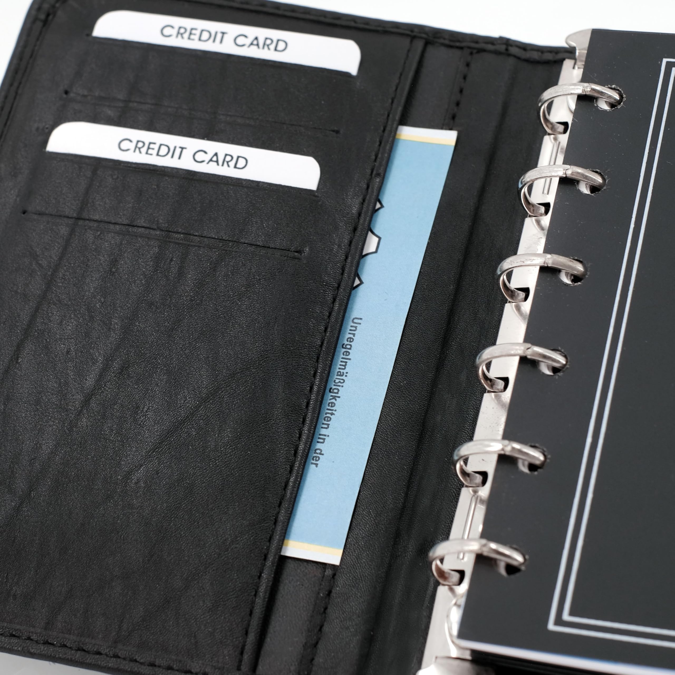 Bind - 77 T Mini Sistema Planner A7 Incl 1 Settimana = 2 Pagine Calendario, Vera Pelle Nera