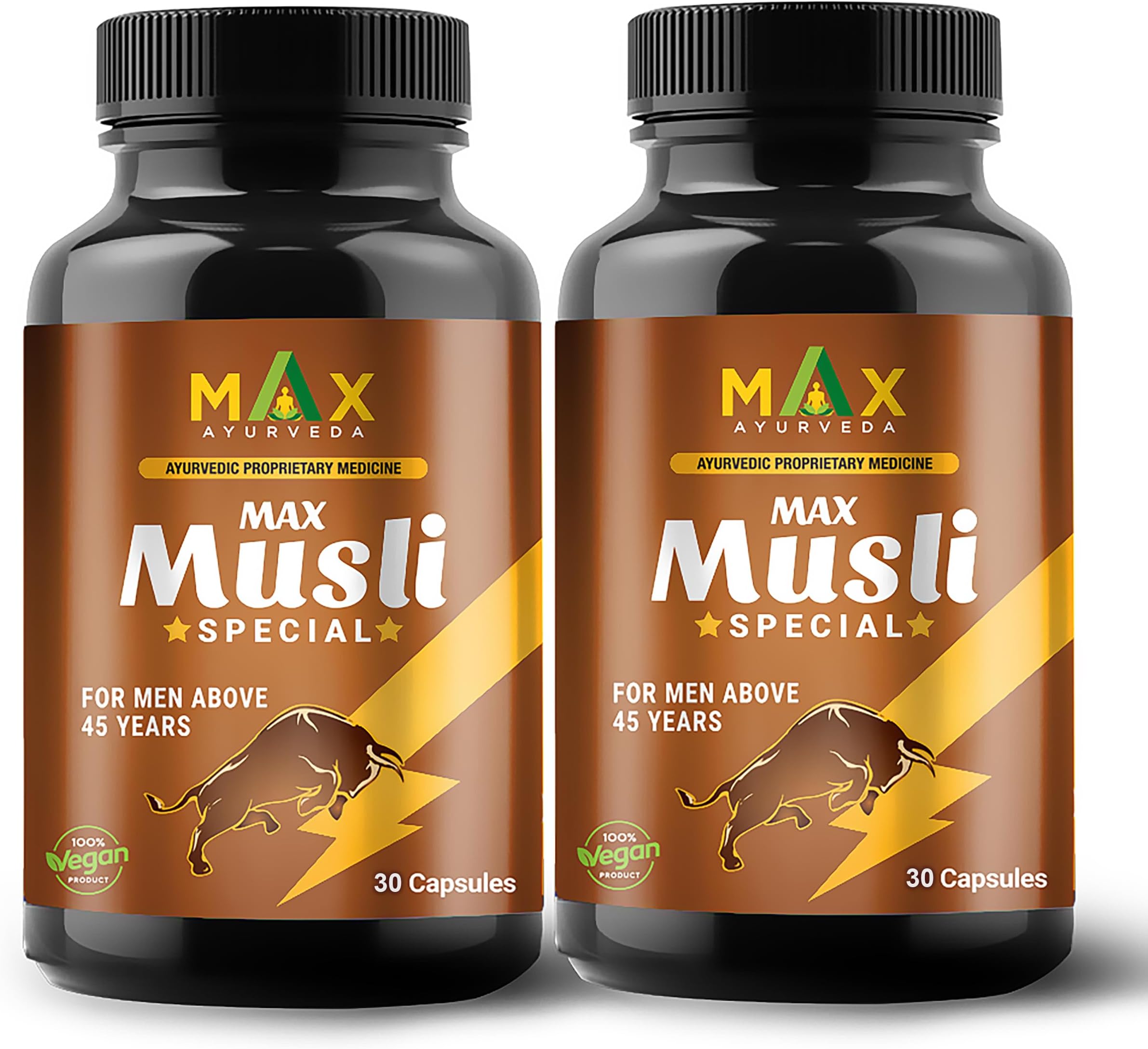 Musli Special Capsules For 45+ Men | Power, Strength, Energy and Stamina Booster | 100% Vegan | Premium Ayurvedic Supplement - (60 Capsules), Pack Of 2