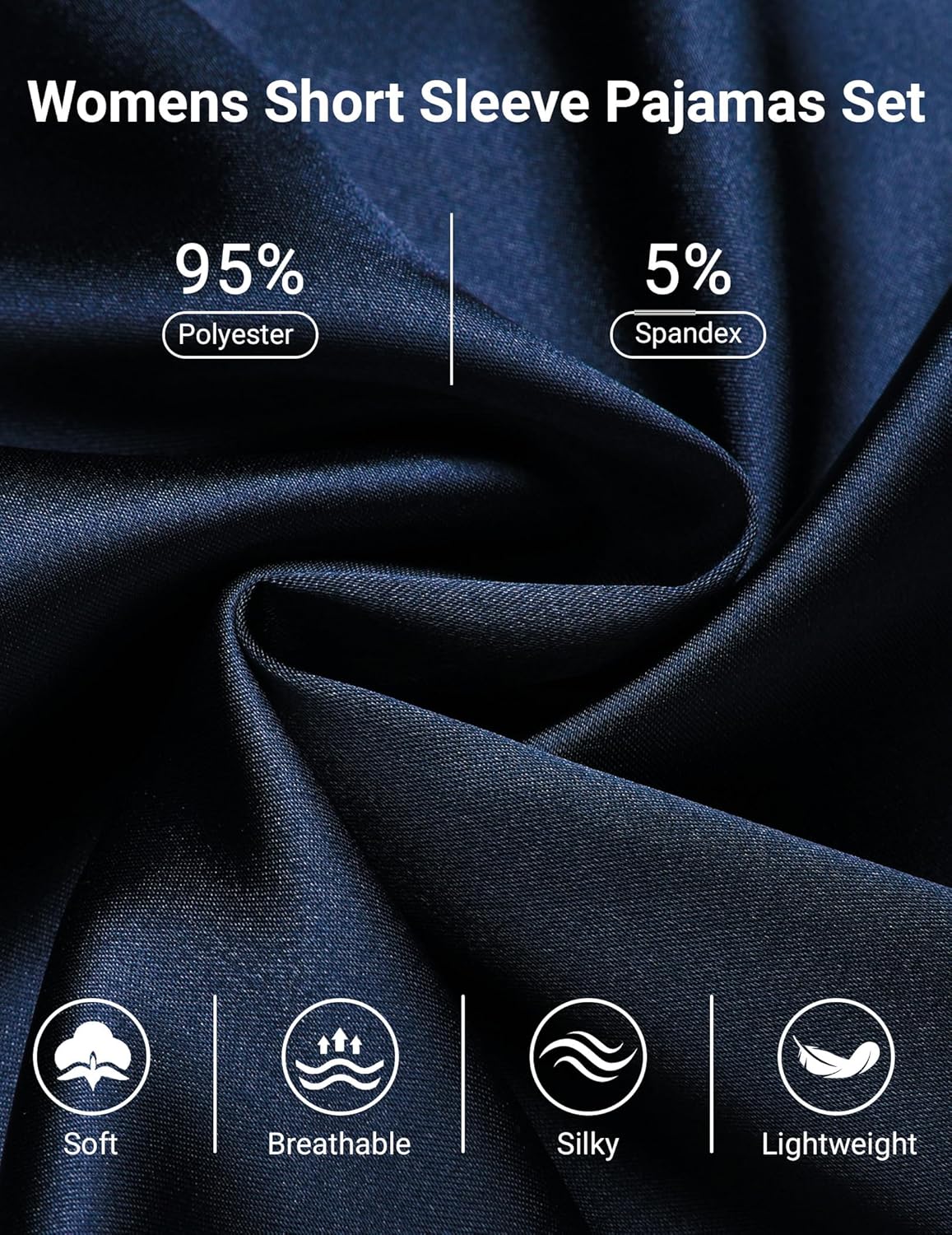 Womens Silk Satin Pajamas Set 2 Piece Satin Pjs Shorts Set Soft Button Down silk Loungewear Sets - Image 5