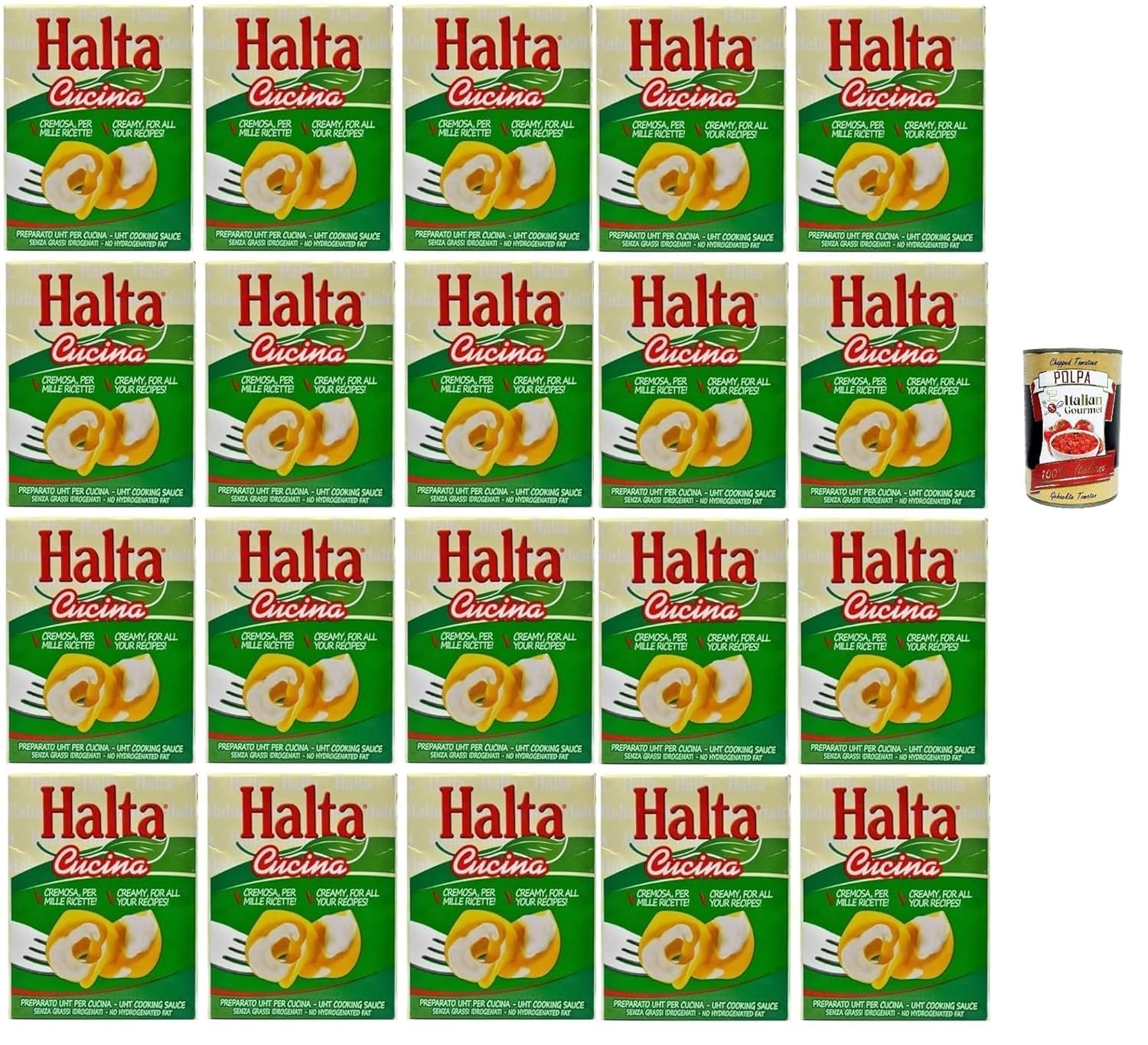 Italian Gourmet Bundle 20x Crème de cuisine UHT 200 ml + Italian Gourmet Polpa, préparation culinaire végétale longue conservation, sauce cuisine pour pâtes pizzas gratins et recettes, total 4 L