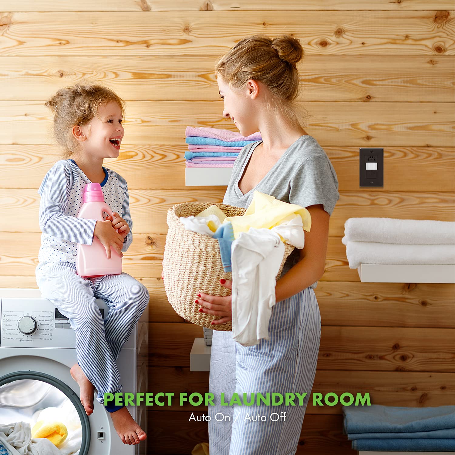 TOPGREENER Interrupteur de capteur d'humidité avec capteur de mouvement d'éclairage PIR, câble neutre nécessaire, détection d'humidité de l'air pour ventilateur de ventilation, contrôle automatisé de