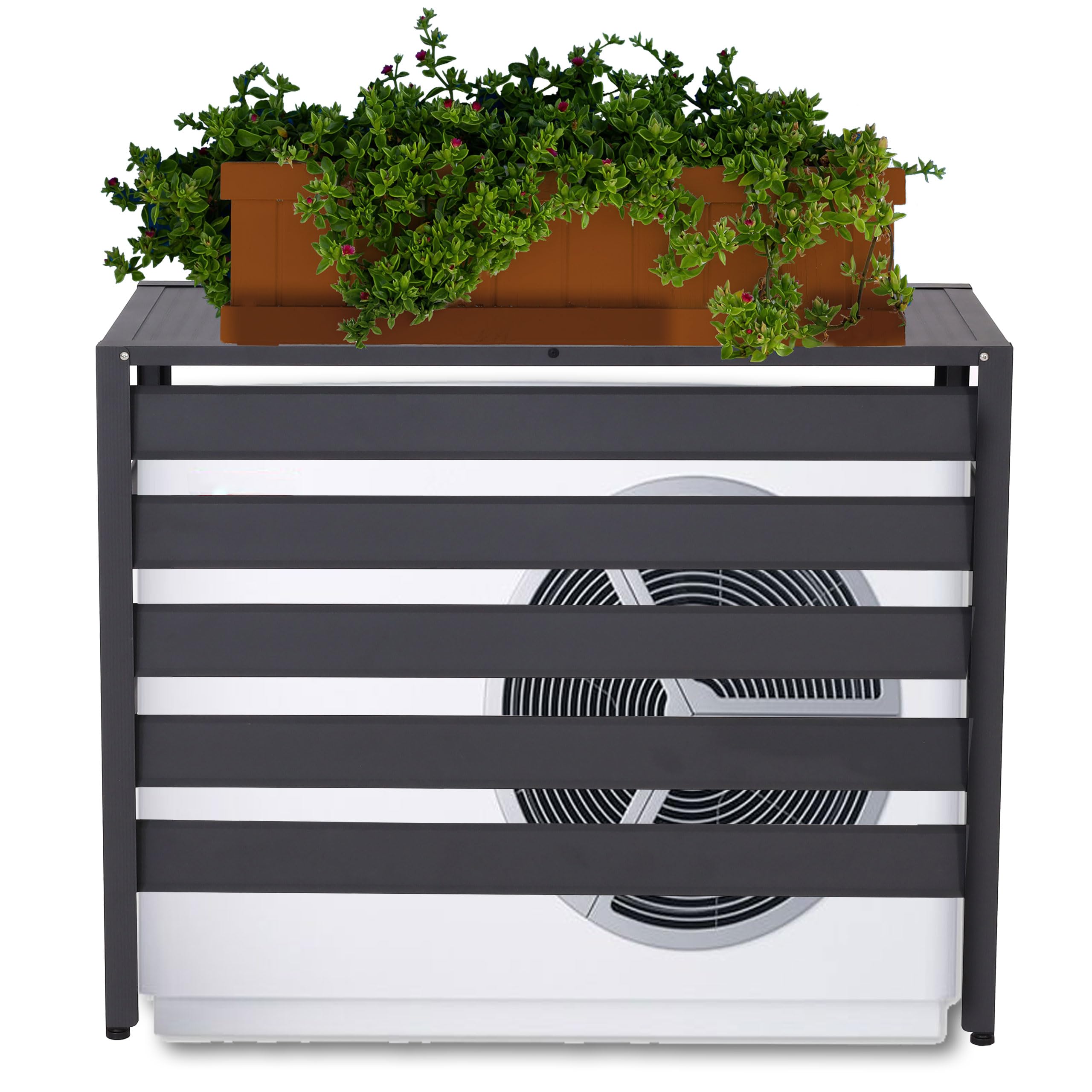 Mendler Alu Verkleidung für Klimaanlage/Wärmepumpe HWC-K59, Abdeckung Schutzgitter Pflanzenregal, Metall 73x90x38cm - grau