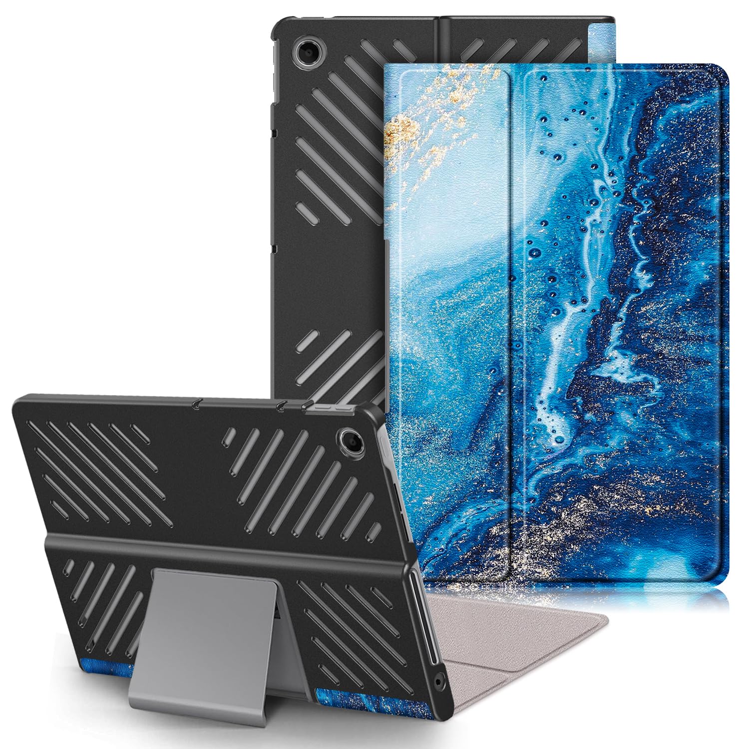 DINGGUAGUA Case Compatible with Lenovo Tab Plus Tablet 2024 Folio Case for Lenovo Tab Plus 11.5 inch (TB351FU) Hard Shell Smart Cover,Sea Wave