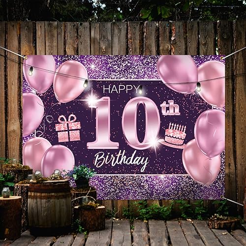 Miniatura 5 de pancarta grande rosa con texto en inglés Happy Birthday