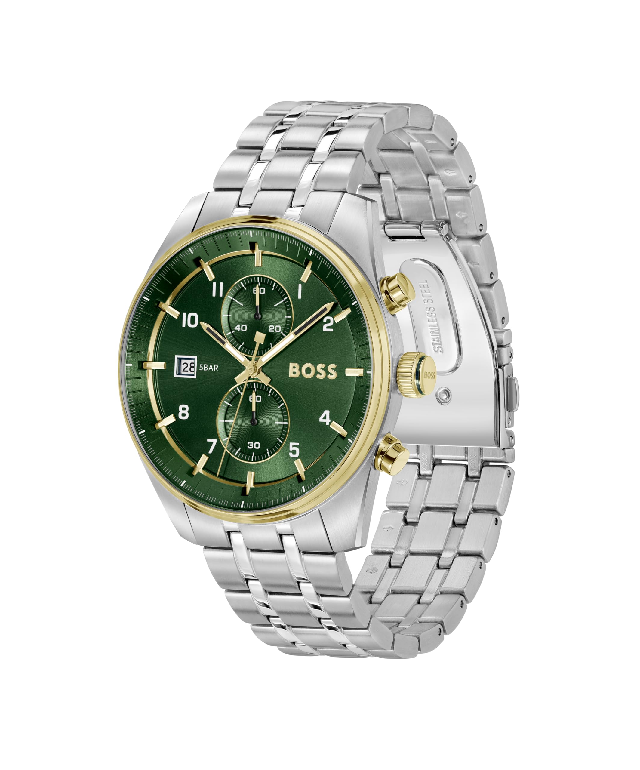 BOSS Chronograph Quarz Uhr für Herren Kollektion SKYTRAVELLER mit Leder- oder Edelstahlarmband