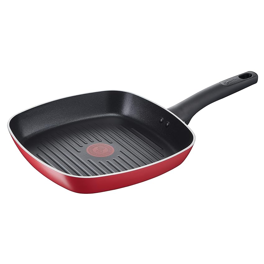 Lagostina Grill Antiaderente in Alluminio 26x26 cm, Induzione, Gas e Forno, con Indicatore Cottura Thermo-Signal, Rivestimento Titanium Easy, Manico Ergonomico in Bakelite