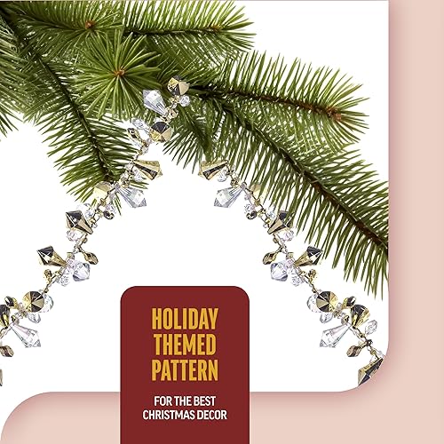 Miniatura 7 de Klikel Guirnalda de cuentas iridiscentes y doradas transparentes de Navidad, cadena grande para árbol de Navidad de 10 pies, juego de 2 piezas