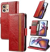 Vista 155 de Funda para Honor X7, Funda para Honor Play 30+ Plus Funda de piel sintética con ranuras para tarjetas Funda con soporte abatible Rojo